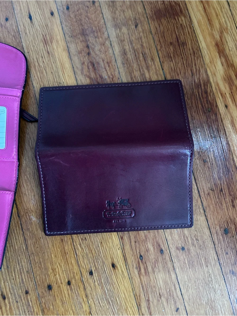 Coach Wallet Vintage Leather Bleeker Maroon Wallet Check Book Holder